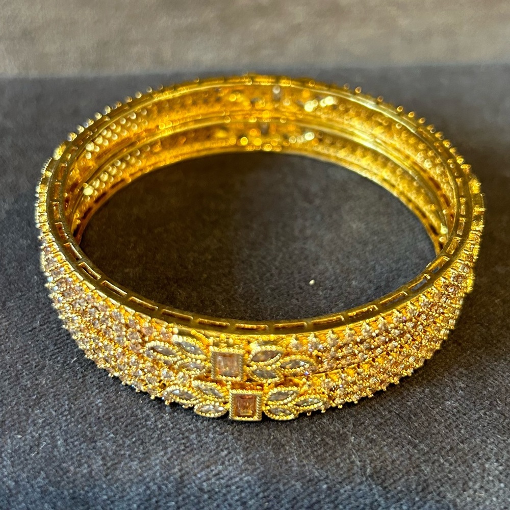 Matching Stacking Crystal and Gold Colour Bangles Bracelets - Picture 3 of 4
